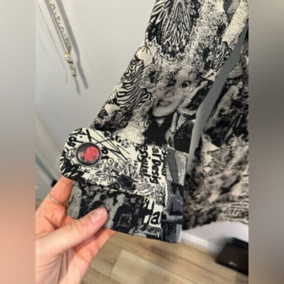 RARE - VINTAGE Desigual Black and White Graphic Women's Coat - Picture 15 of 16